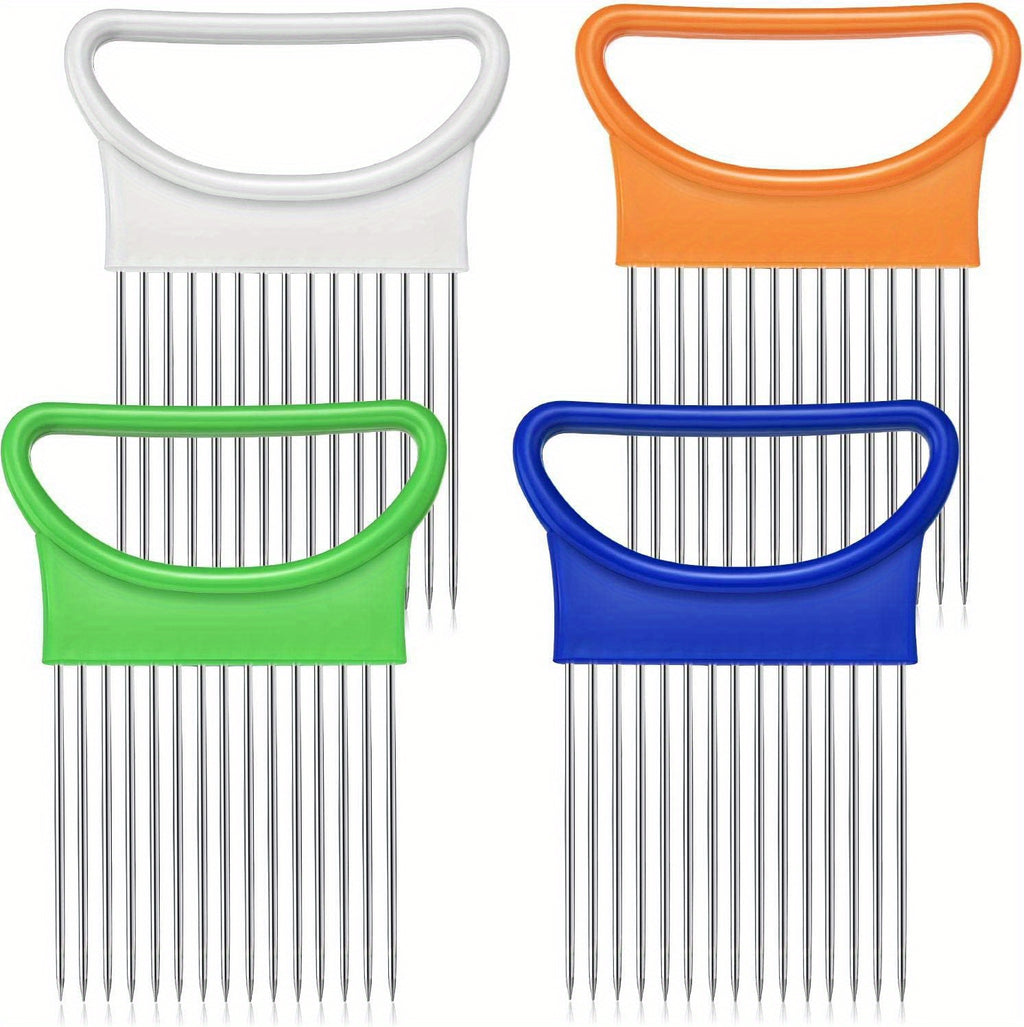 Onion Slicing Holder for Vegetable and Tomato Preparation, Kitchen Cutting Accessory with Blue, White, Green, Orange and Quantity Label Options