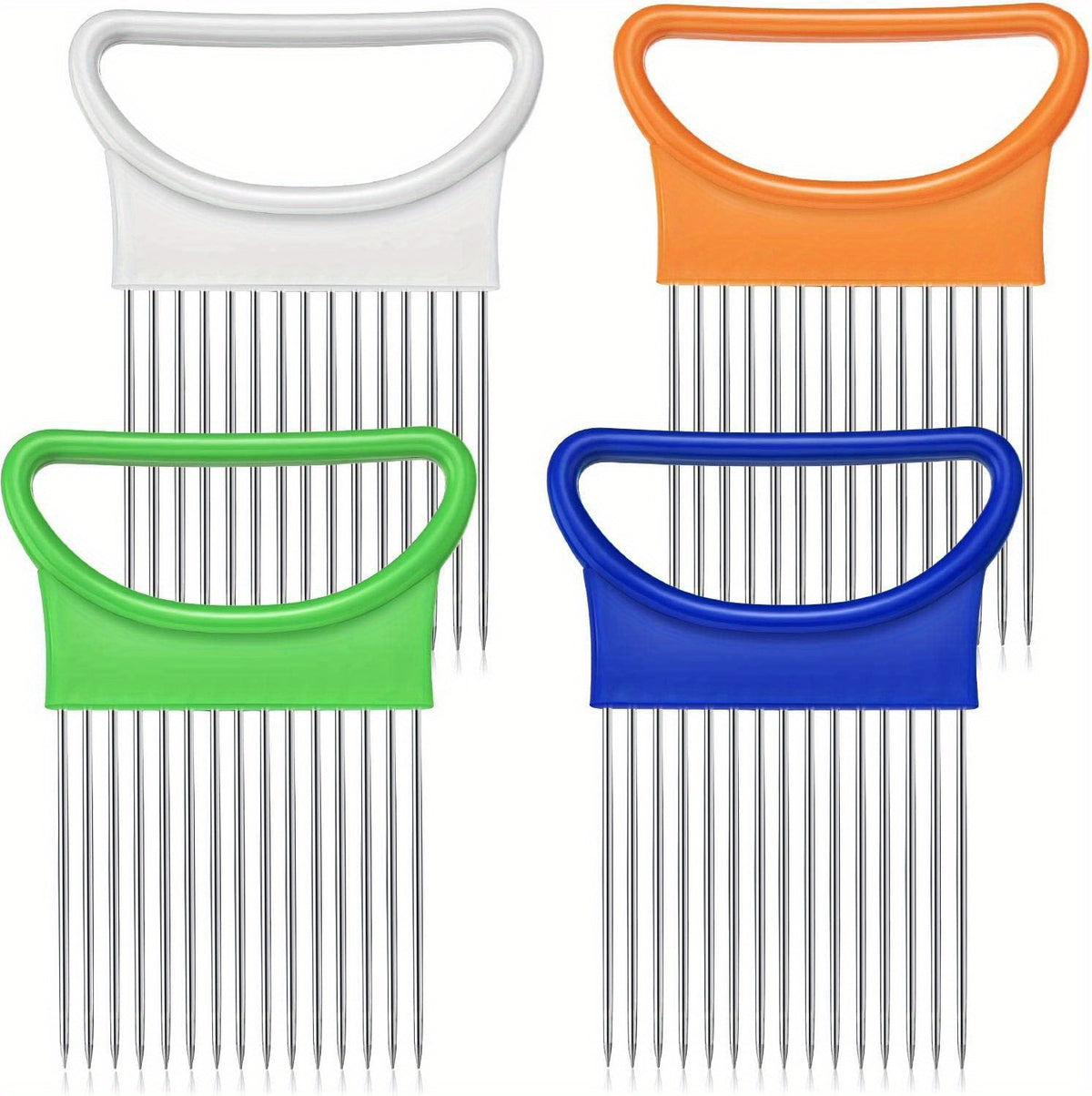Onion Slicing Holder for Vegetable and Tomato Preparation, Kitchen Cutting Accessory with Blue, White, Green, Orange and Quantity Label Options