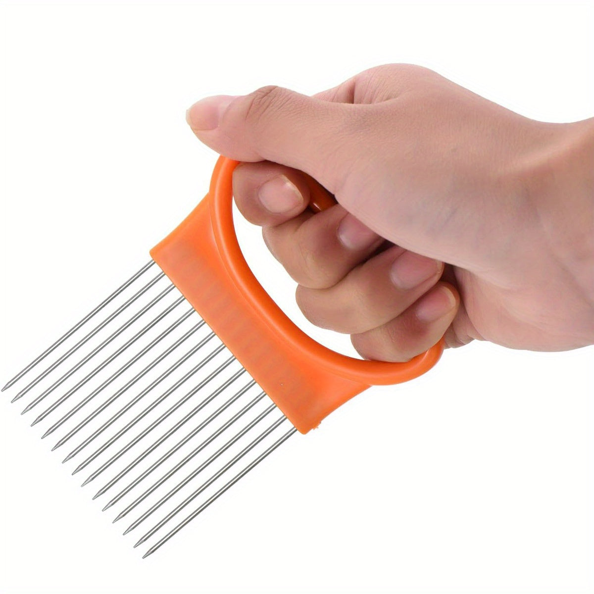 Onion Slicing Holder for Vegetable and Tomato Preparation, Kitchen Cutting Accessory with Blue, White, Green, Orange and Quantity Label Options