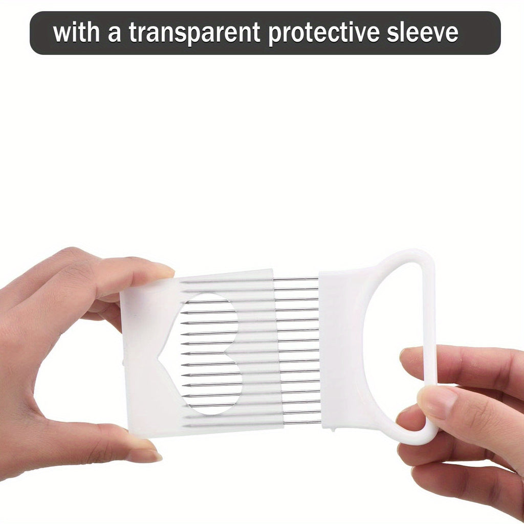 Onion Slicing Holder for Vegetable and Tomato Preparation, Kitchen Cutting Accessory with Blue, White, Green, Orange and Quantity Label Options