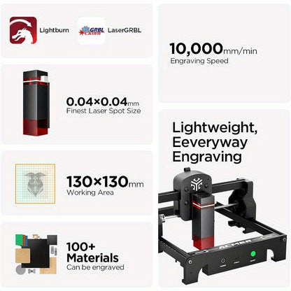Compact Laser Engraver ACMER S1 with 2.5W Diode Output, LightBurn and LaserGRBL Software Support for Compatible Wood Crafts and Personalized Gift Projects