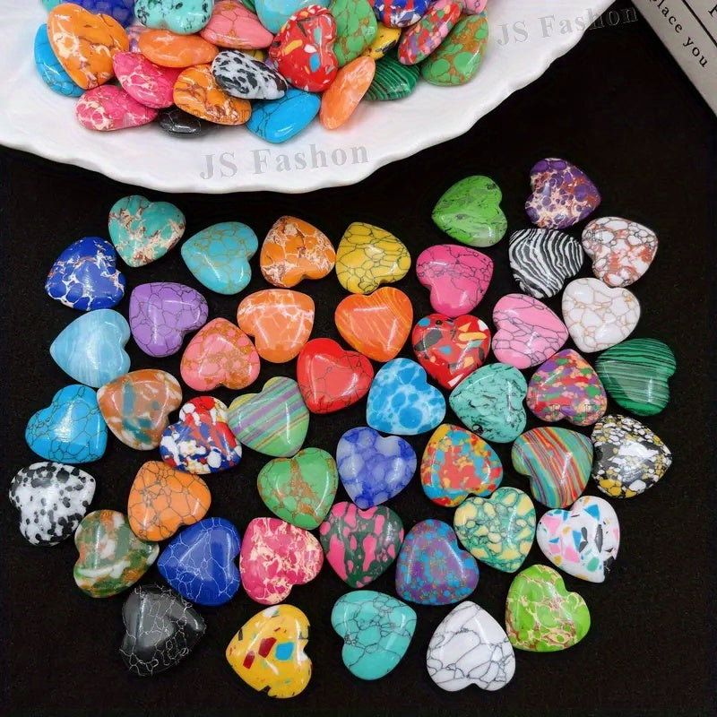 Heart-Shaped Craft Stones in Random Mixed Colors, 50 or 100-Piece Assortments for DIY Jewelry Designs, Decorative Projects and Valentine's Day Handmade Gifts