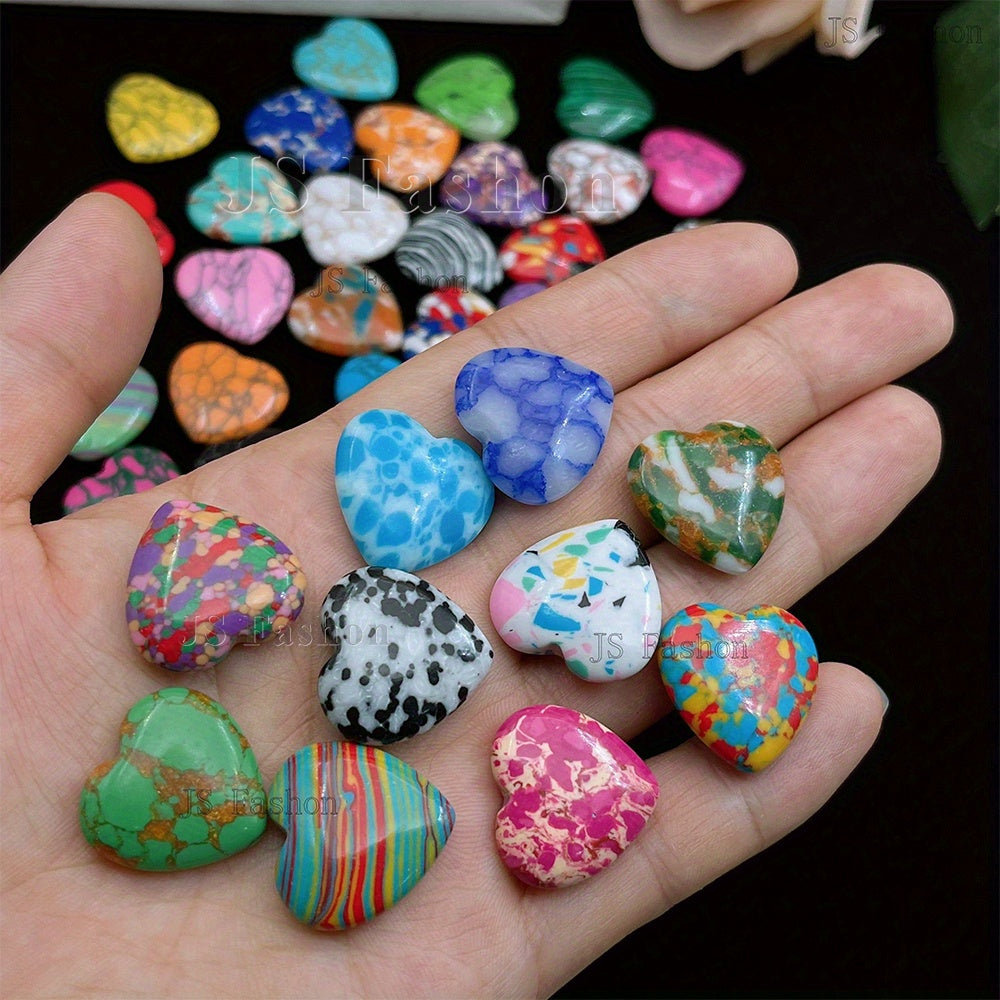 Heart-Shaped Craft Stones in Random Mixed Colors, 50 or 100-Piece Assortments for DIY Jewelry Designs, Decorative Projects and Valentine's Day Handmade Gifts