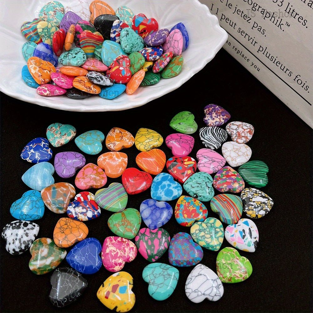 Heart-Shaped Craft Stones in Random Mixed Colors, 50 or 100-Piece Assortments for DIY Jewelry Designs, Decorative Projects and Valentine's Day Handmade Gifts