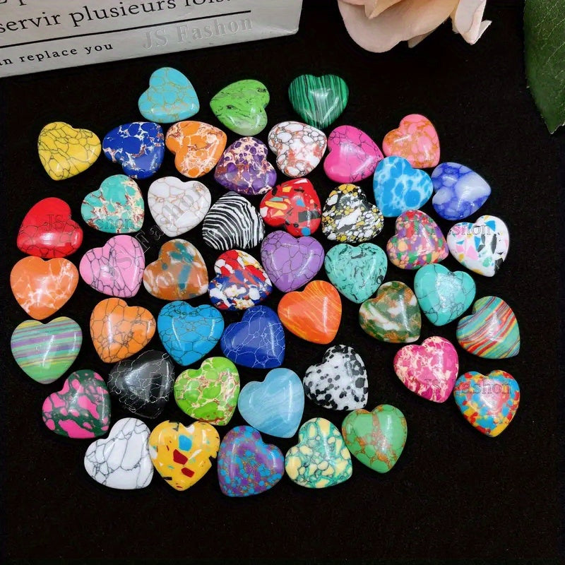 Heart-Shaped Craft Stones in Random Mixed Colors, 50 or 100-Piece Assortments for DIY Jewelry Designs, Decorative Projects and Valentine's Day Handmade Gifts