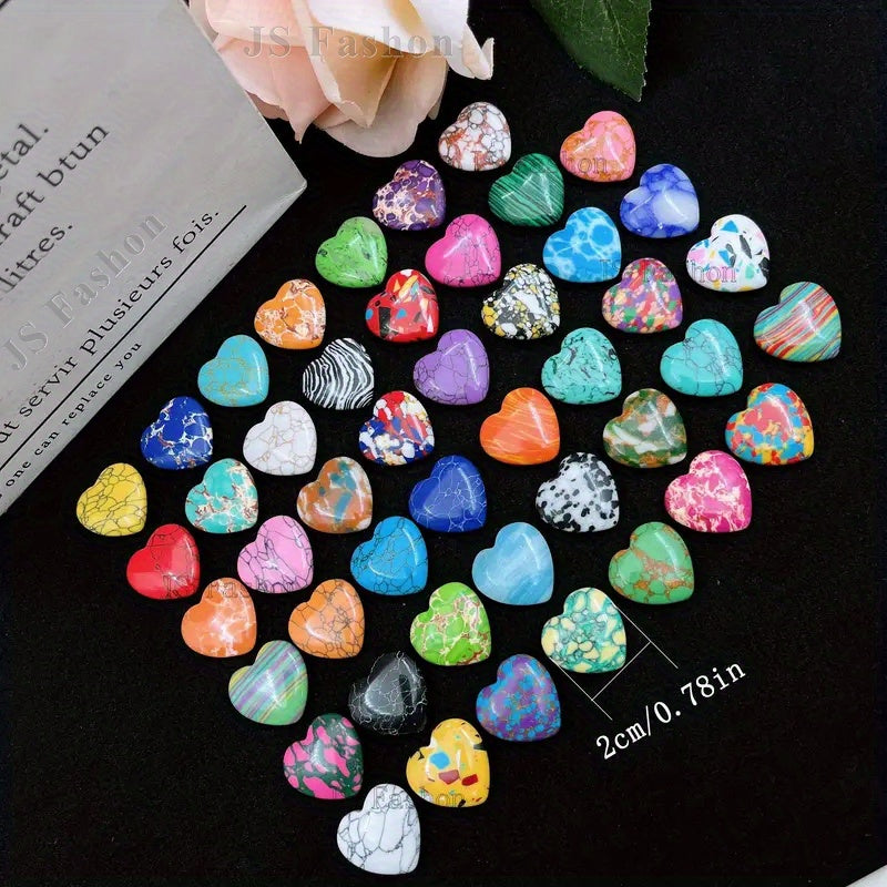 Heart-Shaped Craft Stones in Random Mixed Colors, 50 or 100-Piece Assortments for DIY Jewelry Designs, Decorative Projects and Valentine's Day Handmade Gifts