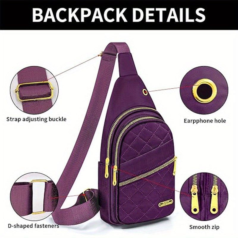 Quilted Sling Bag for Women, Lightweight Solid Color Crossbody Chest Purse for Daily Carry, Casual Outings and Travel, Seven Listed Style Options