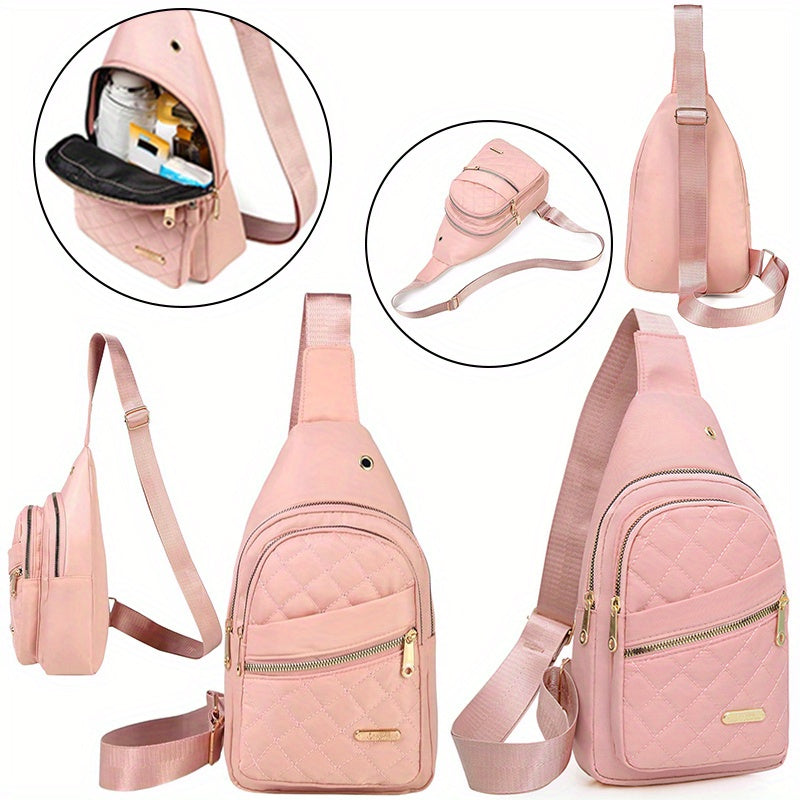 Quilted Sling Bag for Women, Lightweight Solid Color Crossbody Chest Purse for Daily Carry, Casual Outings and Travel, Seven Listed Style Options
