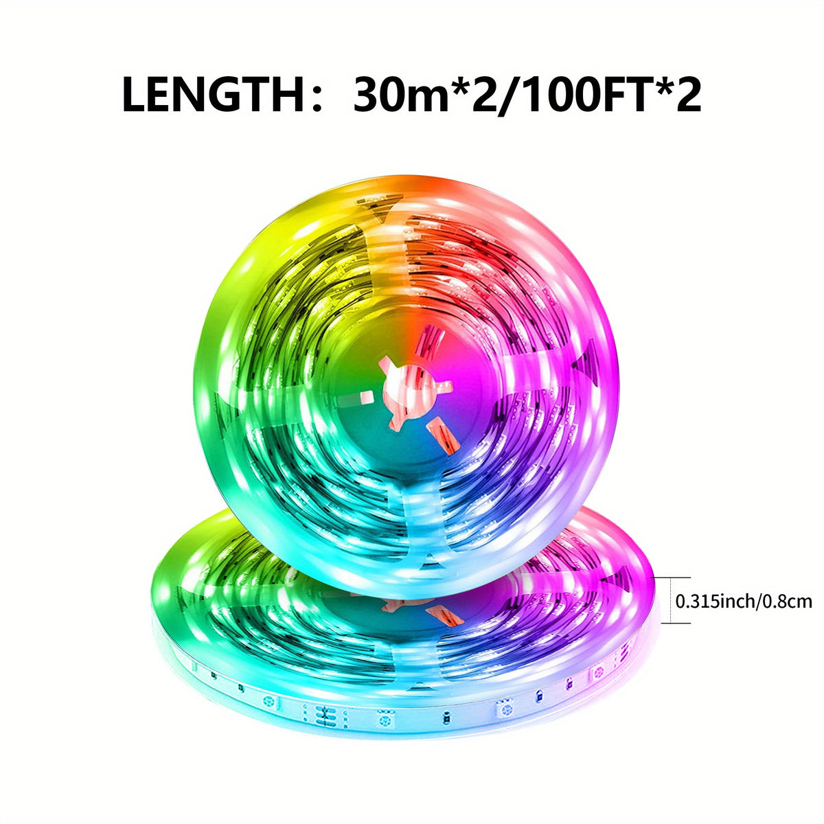 Music Sync LED Strip Lights, 200ft RGB Color Changing Kit with App and Remote Control, Timer and Two 30m Rolls for Bedroom and Party Decor