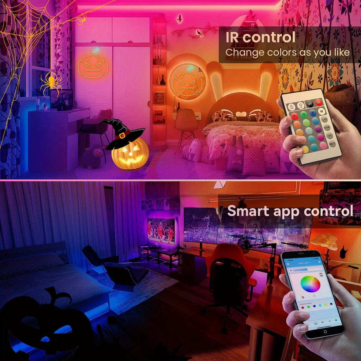 Music Sync LED Strip Lights, 200ft RGB Color Changing Kit with App and Remote Control, Timer and Two 30m Rolls for Bedroom and Party Decor