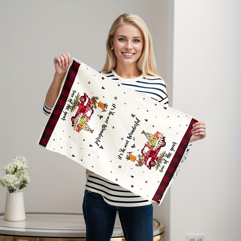 Microfiber Christmas Kitchen Towel, 15.75 x 23.62-Inch Seasonal Textile with Random Festive Patterns for Kitchen, Bathroom and Holiday Party Decor
