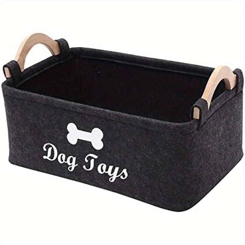 Felt Pet Toy Storage Box, Single Dog Toy Organizer for Keeping Play Accessories Together in Living Rooms, Pet Corners and Everyday Household Storage Areas