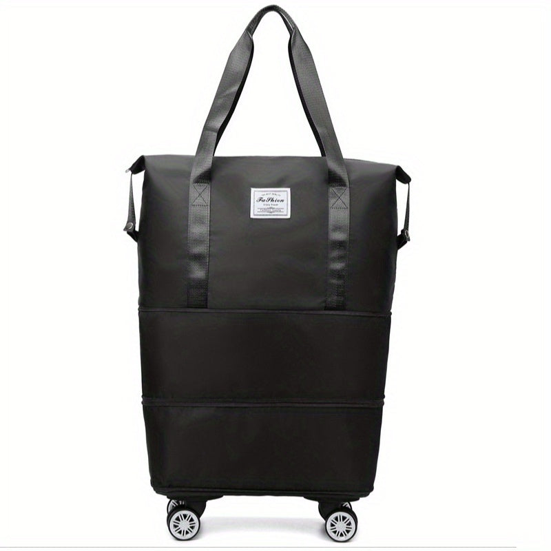 Wheeled Travel Storage Bag with Foldable Nylon Design, One-Piece Blue, Black, Pink or Purple Options for Vacation Clothing Packing and Home Organization