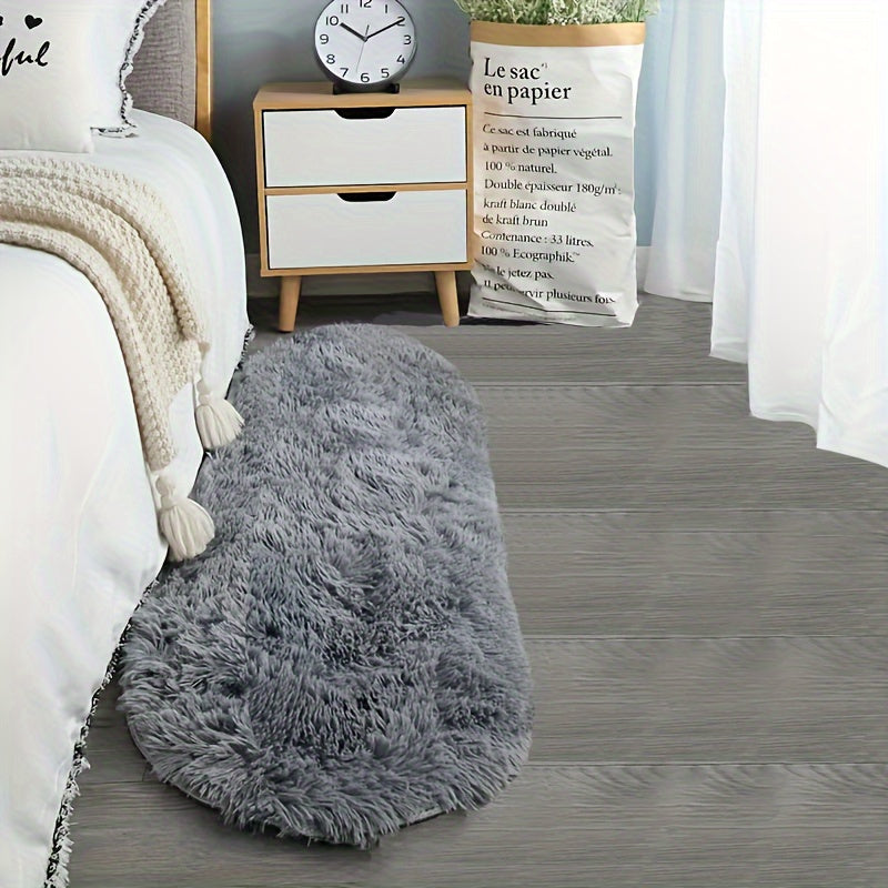 Oval Bedside Rug, Soft Bedroom Floor Accent in Blue, Gray, Apricot or Pink with 40 x 120 cm and 60 x 160 cm Options for Bedside Styling and Home Decor