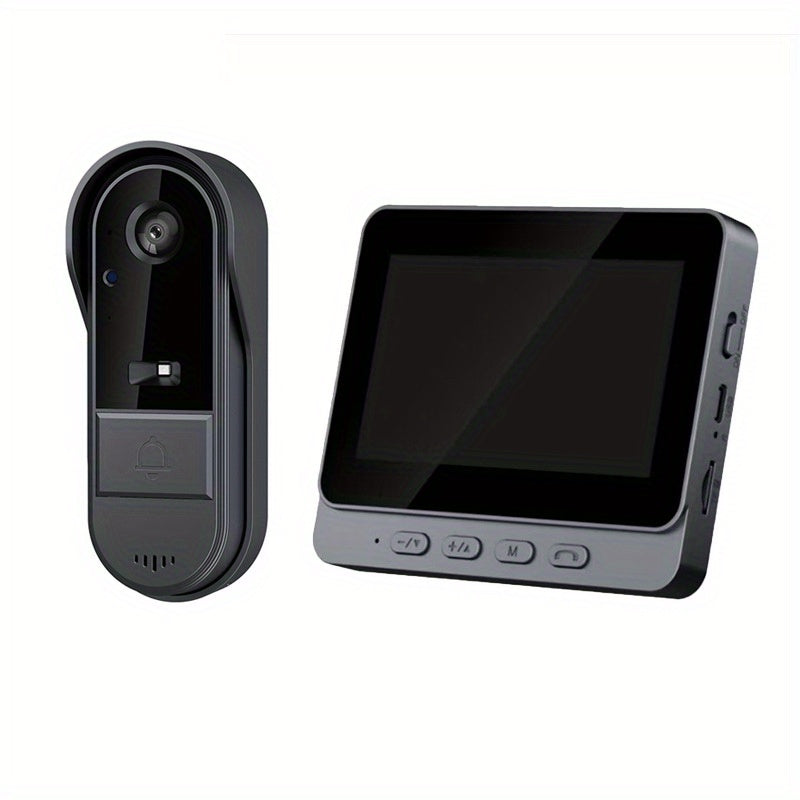 Indoor Monitor Video Doorbell with Listed 4.3-Inch Screen, Two-Way Talk and Infrared Night Vision, Black Wireless SD Card Options and Separate WiFi Style