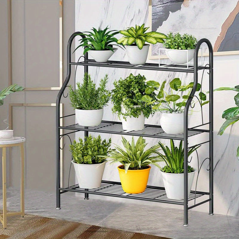 Tiered Metal Plant Stand by SUOERNUO, 3 or 4 Tier Iron Plant Shelf for Indoor and Outdoor Displays, Multipurpose Pot, Decor and Shoe Organizer