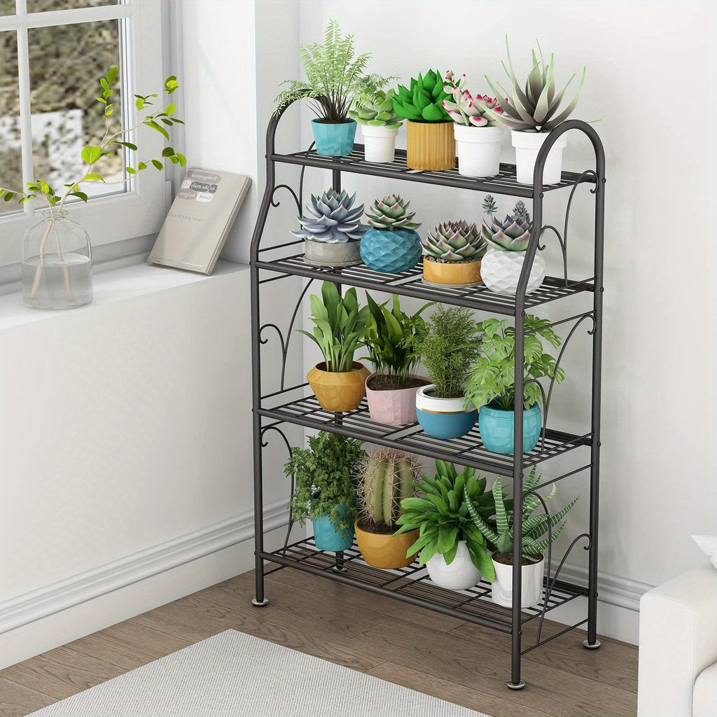 Tiered Metal Plant Stand by SUOERNUO, 3 or 4 Tier Iron Plant Shelf for Indoor and Outdoor Displays, Multipurpose Pot, Decor and Shoe Organizer