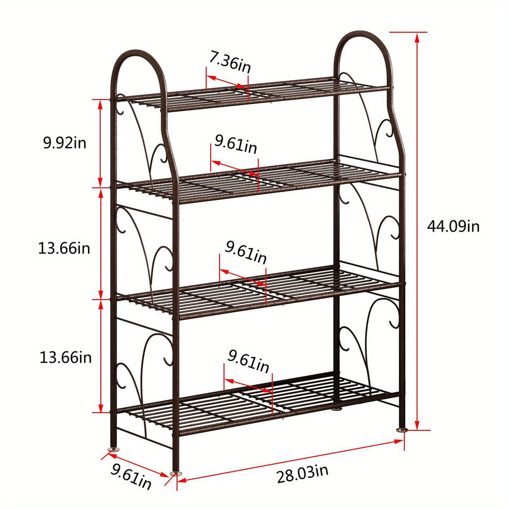 Tiered Metal Plant Stand by SUOERNUO, 3 or 4 Tier Iron Plant Shelf for Indoor and Outdoor Displays, Multipurpose Pot, Decor and Shoe Organizer