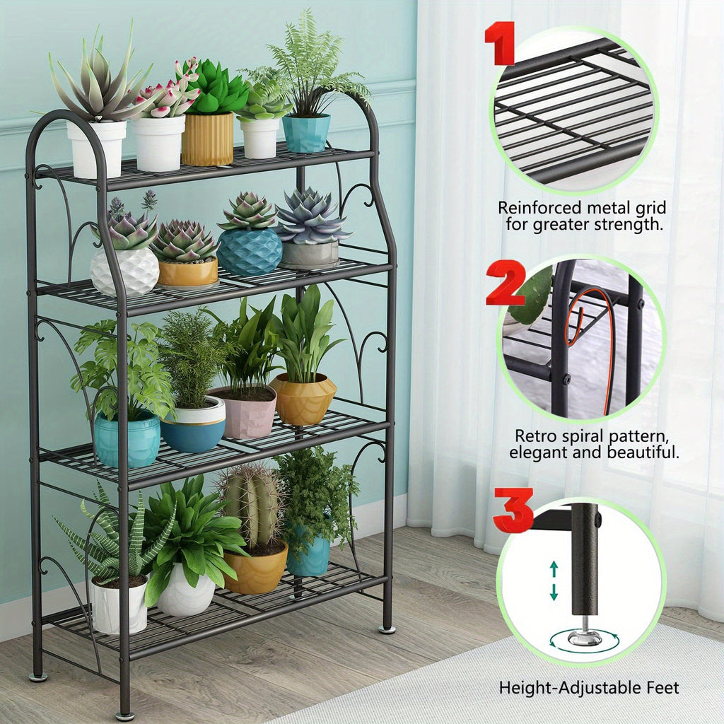 Tiered Metal Plant Stand by SUOERNUO, 3 or 4 Tier Iron Plant Shelf for Indoor and Outdoor Displays, Multipurpose Pot, Decor and Shoe Organizer
