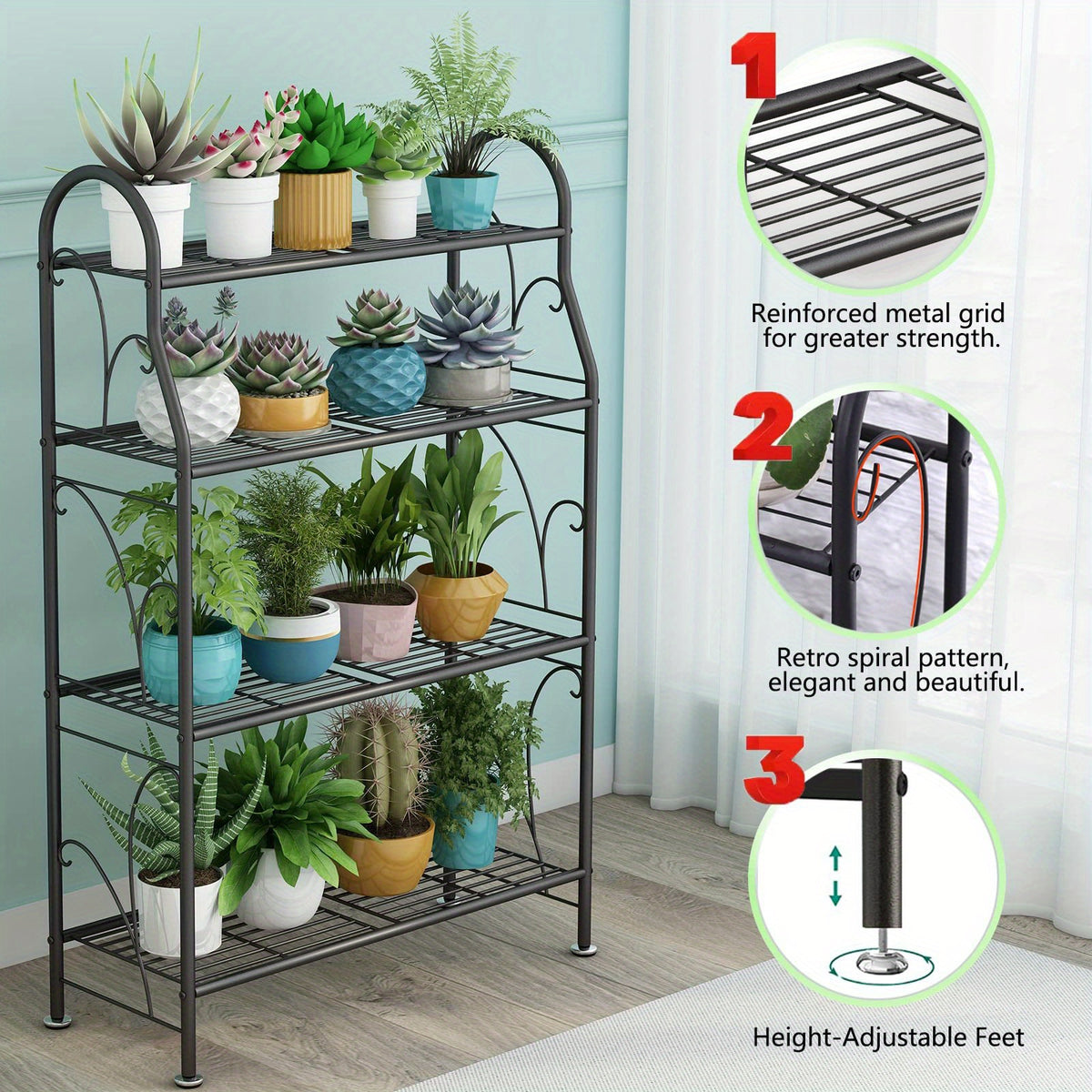 Tiered Metal Plant Stand by SUOERNUO, 3 or 4 Tier Iron Plant Shelf for Indoor and Outdoor Displays, Multipurpose Pot, Decor and Shoe Organizer