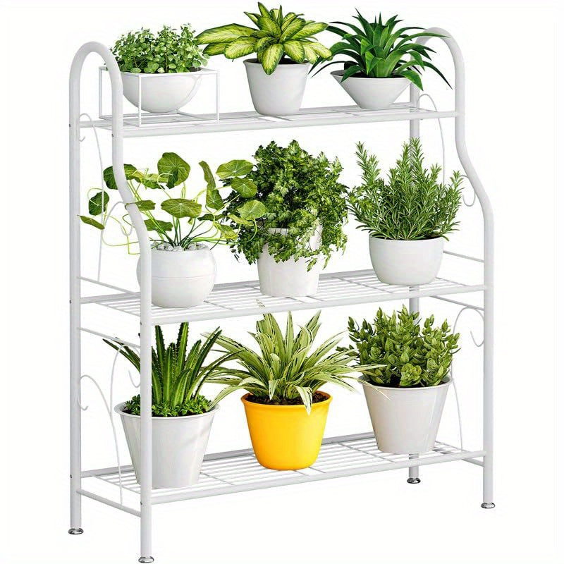 Tiered Metal Plant Stand by SUOERNUO, 3 or 4 Tier Iron Plant Shelf for Indoor and Outdoor Displays, Multipurpose Pot, Decor and Shoe Organizer