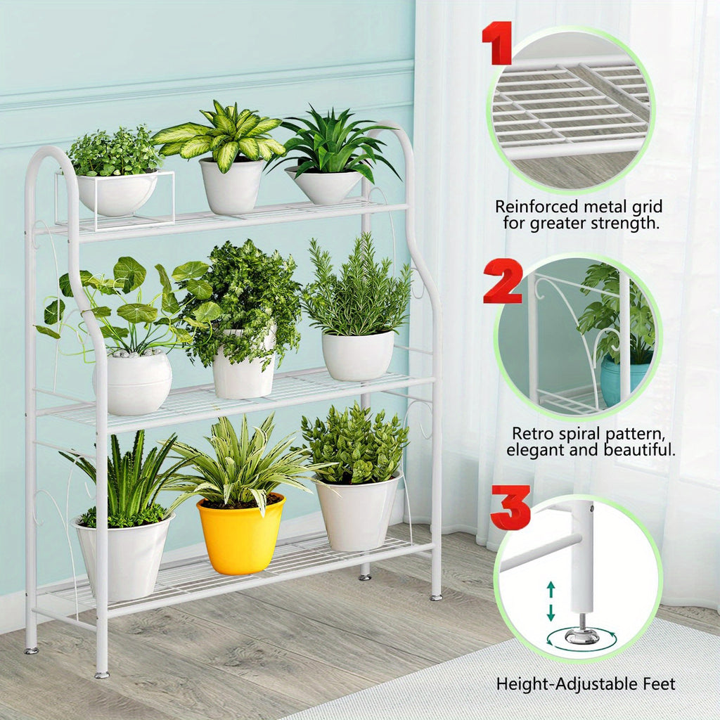 Tiered Metal Plant Stand by SUOERNUO, 3 or 4 Tier Iron Plant Shelf for Indoor and Outdoor Displays, Multipurpose Pot, Decor and Shoe Organizer