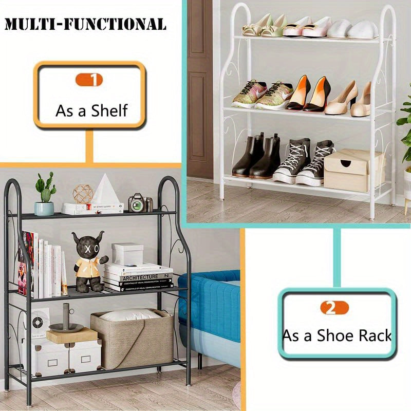 Tiered Metal Plant Stand by SUOERNUO, 3 or 4 Tier Iron Plant Shelf for Indoor and Outdoor Displays, Multipurpose Pot, Decor and Shoe Organizer