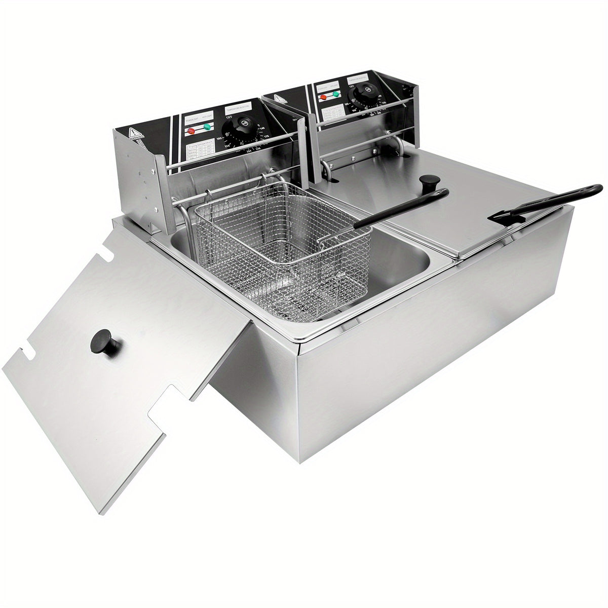 Commercial Electric Deep Fryer with Removable Tank and Lid, Stainless Steel Countertop Frying Appliance in Listed 12L Capacity for Kitchen Food Preparation