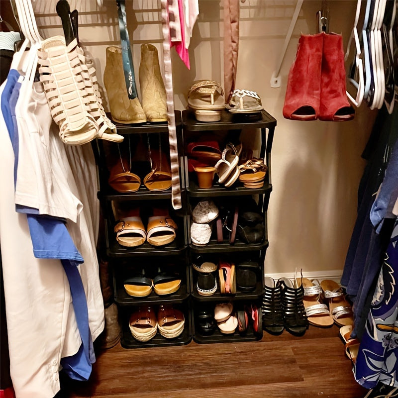 Narrow Shoe Rack in Black with Single-Row Six or Nine Layers, Vertical Footwear Storage Organizer for Indoor Entryways, Hallways, Bedrooms and Dorm Rooms