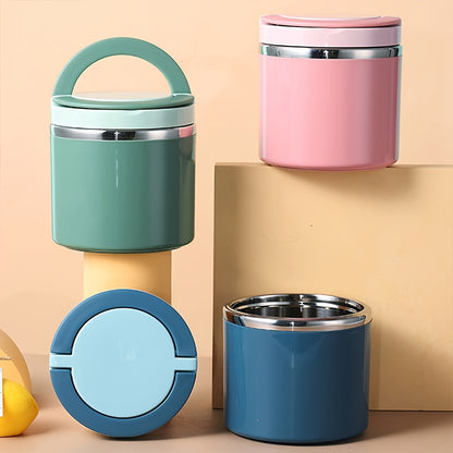 Stainless Steel Lunch Box with Handle, 630ml Green or Blue Bento Container with Listed Stackable Design for Office Meals, School Lunches and Picnic Packing