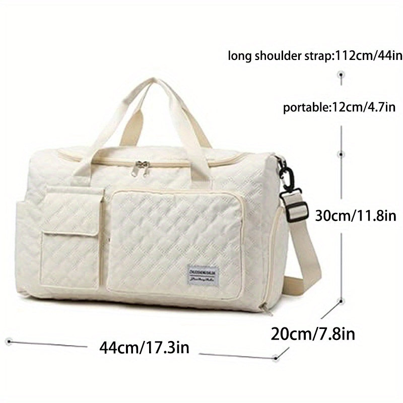 Women's Weekender Bag with Shoe Compartment and Expandable Toiletry Bag, Oxford Fabric Overnight Travel Duffel for Gym, Hospital Packing and Business Trips