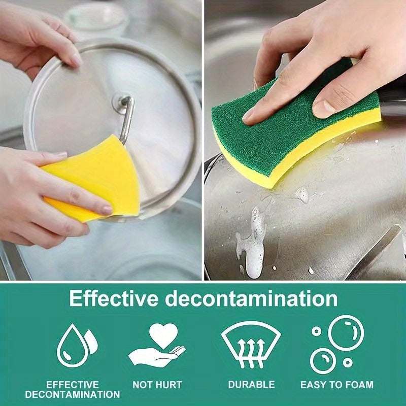 Cleaning Sponges 10-Pack with Double-Sided Polyurethane Design, Household Scrubbing Pads for Compatible Kitchen, Bathroom and Everyday Surface Cleanup