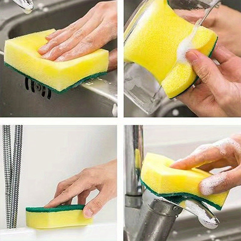 Cleaning Sponges 10-Pack with Double-Sided Polyurethane Design, Household Scrubbing Pads for Compatible Kitchen, Bathroom and Everyday Surface Cleanup
