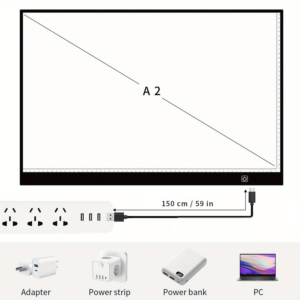 LED Tracing Light Pad with Adjustable Brightness, A2 and A3 Clip Set Options with Single or Double Light Bar References for Sketching and Diamond Painting