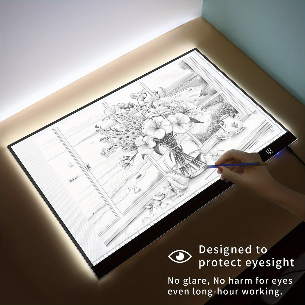 LED Tracing Light Pad with Adjustable Brightness, A2 and A3 Clip Set Options with Single or Double Light Bar References for Sketching and Diamond Painting
