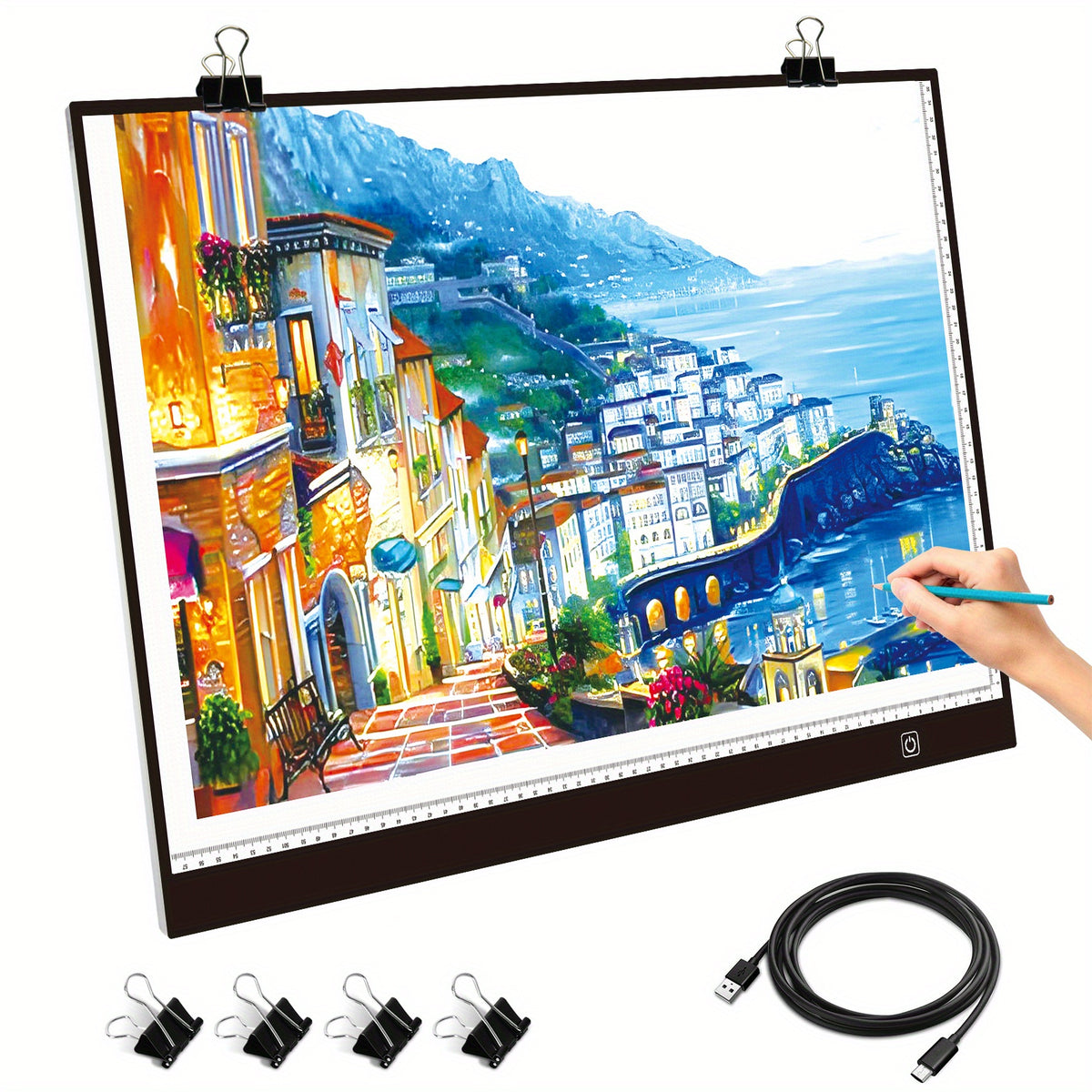 LED Tracing Light Pad with Adjustable Brightness, A2 and A3 Clip Set Options with Single or Double Light Bar References for Sketching and Diamond Painting