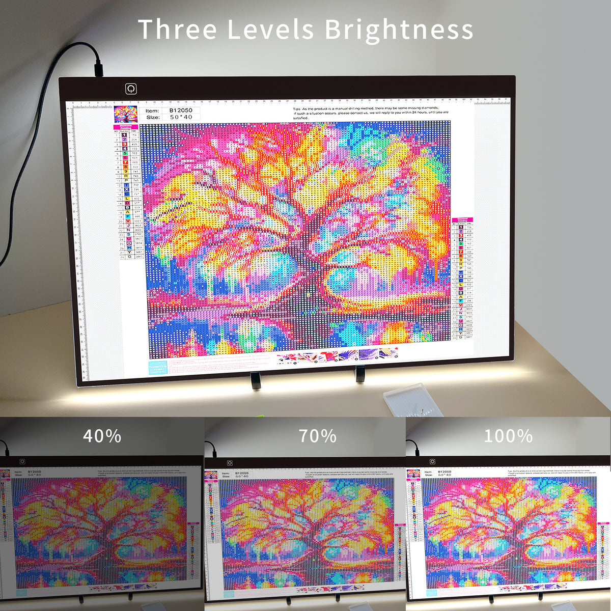LED Tracing Light Pad with Adjustable Brightness, A2 and A3 Clip Set Options with Single or Double Light Bar References for Sketching and Diamond Painting