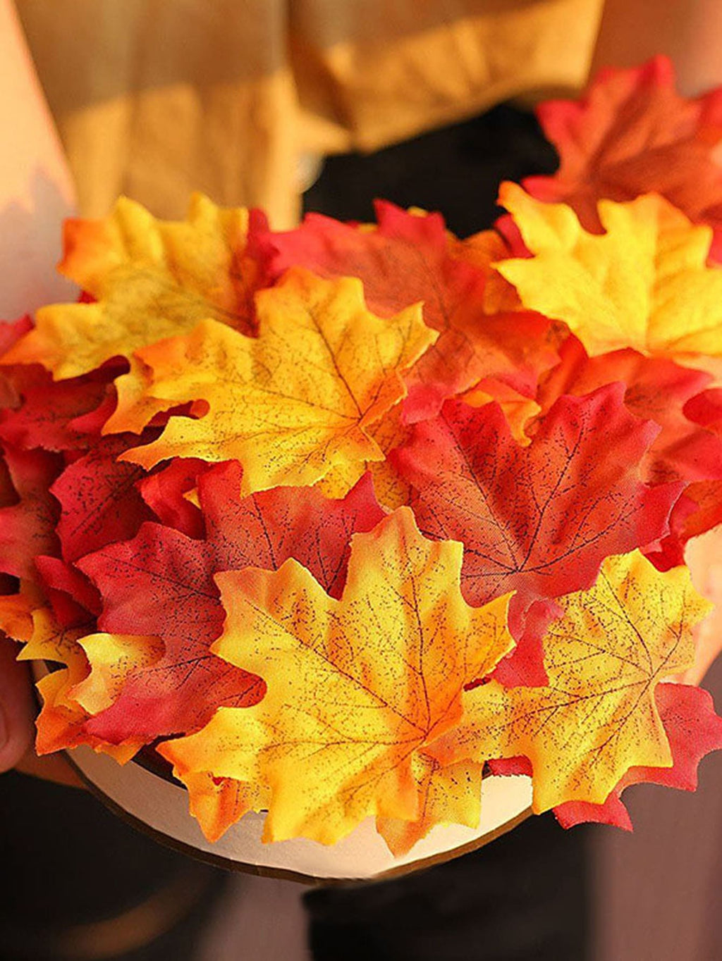 Artificial Maple Leaves for Fall Table Decor and DIY Wreath Crafts, Listed 3.14-Inch Decorative Leaves in Green and Mixed-Color Bundle Options