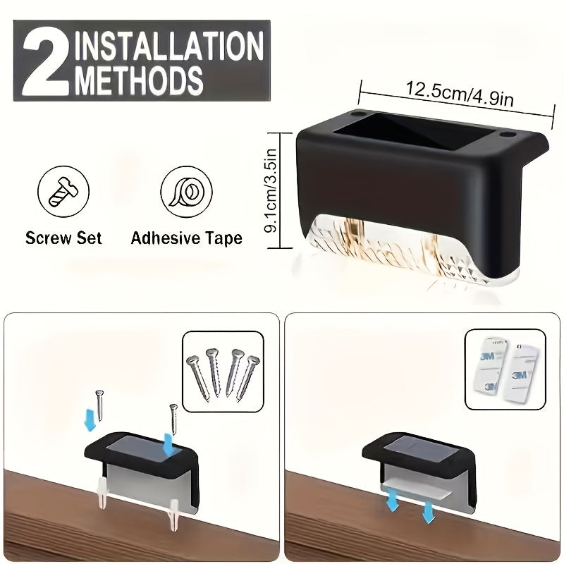 Solar Deck Accent Lights with Automatic Dusk-to-Dawn Switching, 16 or 32 Piece LED Packs in Black, White or Brown for Outdoor Steps, Fences and Patios