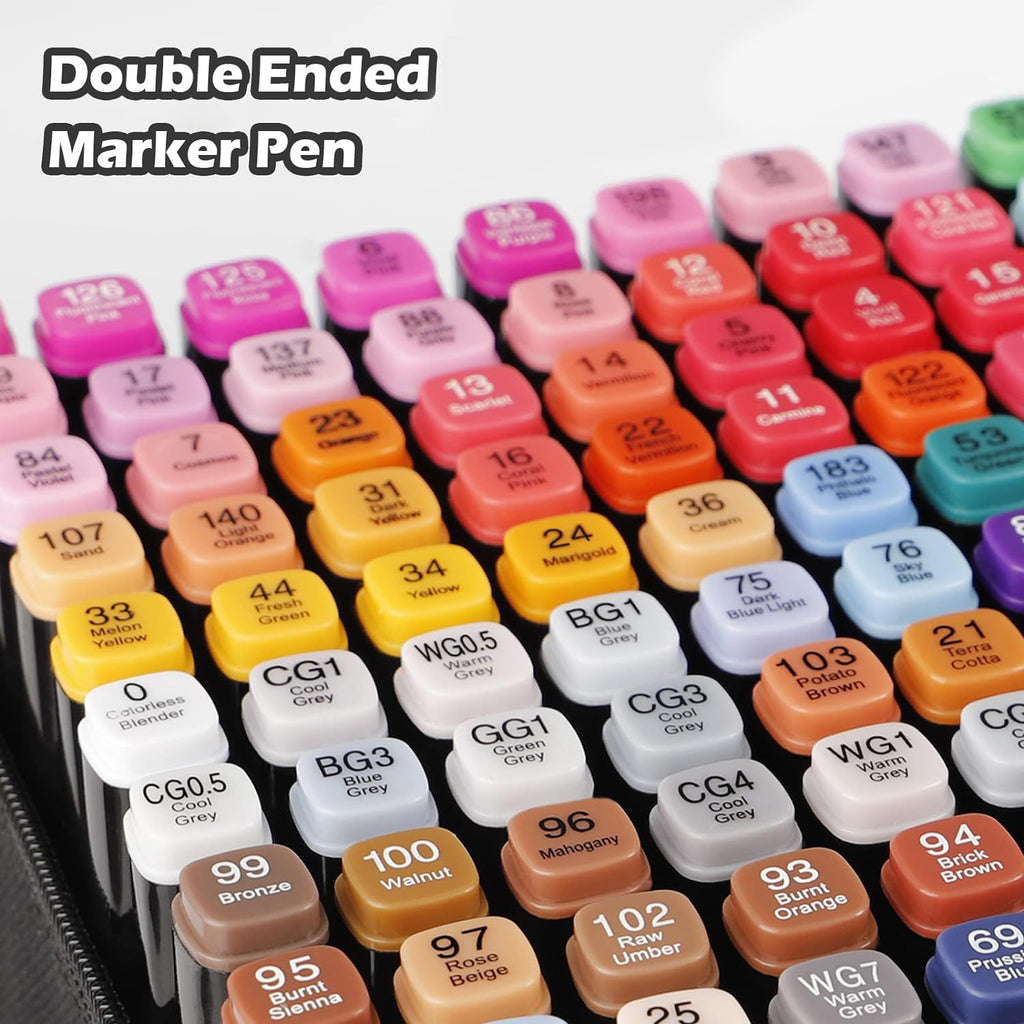 Dual-Tip Permanent Art Marker Set, 120 Drawing Markers Plus 102 Gel Pen Replacement Cartridges for Sketching, Comics and Design, 222 Pieces Total