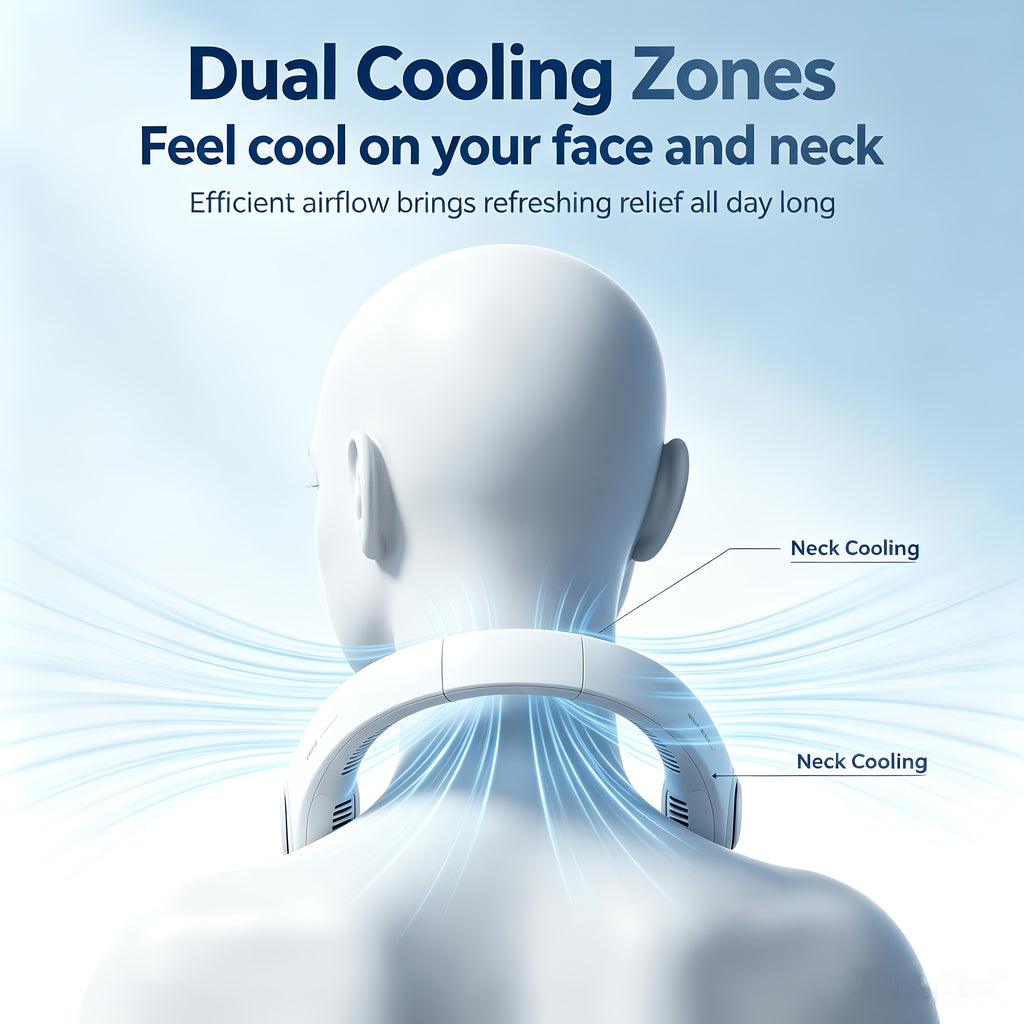 Three-Speed Neck Fan JISULIFE with 78 Air Outlets, 4000mAh Rechargeable Battery and Hands-Free Bladeless Design for Travel, Office and Summer Events