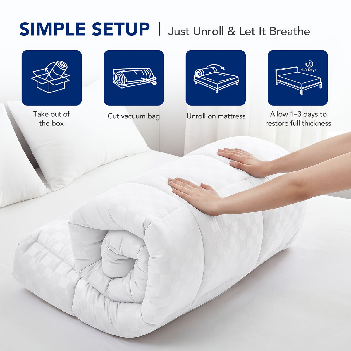 Deep Pocket Quilted Mattress Pad with Fitted Cover and Listed 21-Inch Stretch, Machine-Washable Bedding in Full, King and California King Sizes and Four Colors