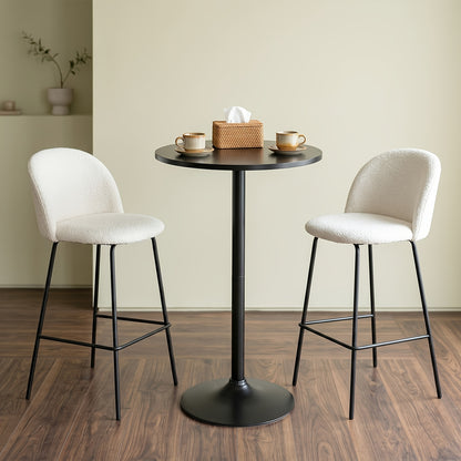 Round Bar Table with Listed 23.5-Inch Diameter Top, Modern Cocktail Furniture in Black or White with Separate Adjustable and Two-Piece Black Options for Small Spaces