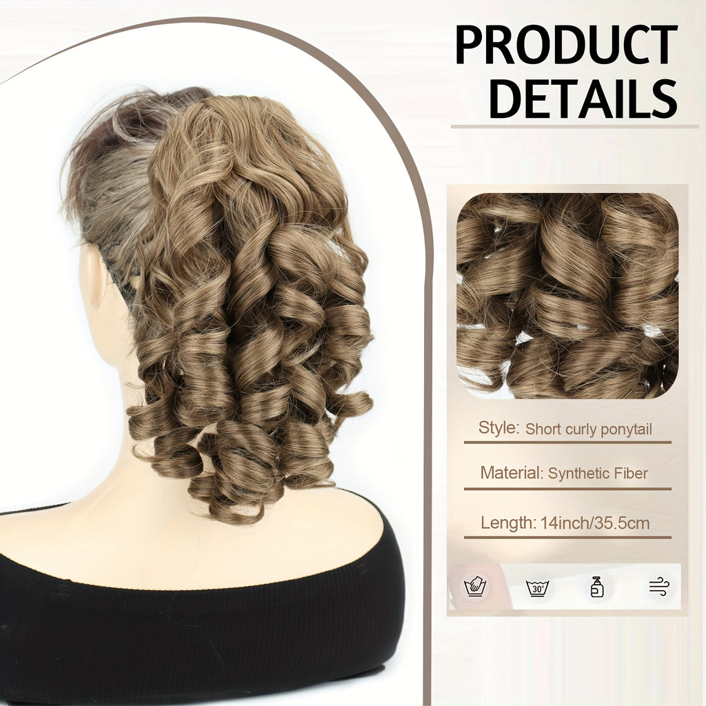 Curly Wave Clip-In Ponytail Extension by MERISIHAIR, 14-Inch Synthetic Hairpiece with No-Glue Attachment for Daily Styling, Parties and Weddings