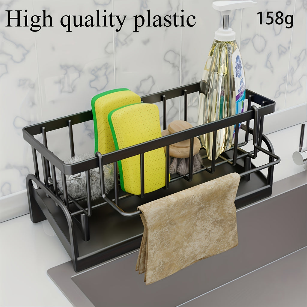 Faucet-Mounted Sponge Holder and Dish Cloth Organizer, PP Plastic Sink Storage Set in Gray or White for Compatible Kitchen and Bathroom Faucet Setups