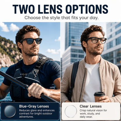 Camera Glasses by KLZO with Listed 13MP Camera, Wireless Recording Eyewear for Photos, Video and Audio with Music and Translation Functions