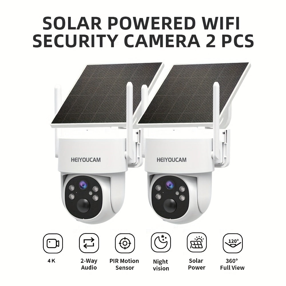 Solar WiFi Security Camera C360 with Listed 4K, Pan-Tilt View, Color Night Vision, PIR Alerts and Two-Way Audio, One, Two or Four Piece Package Labels
