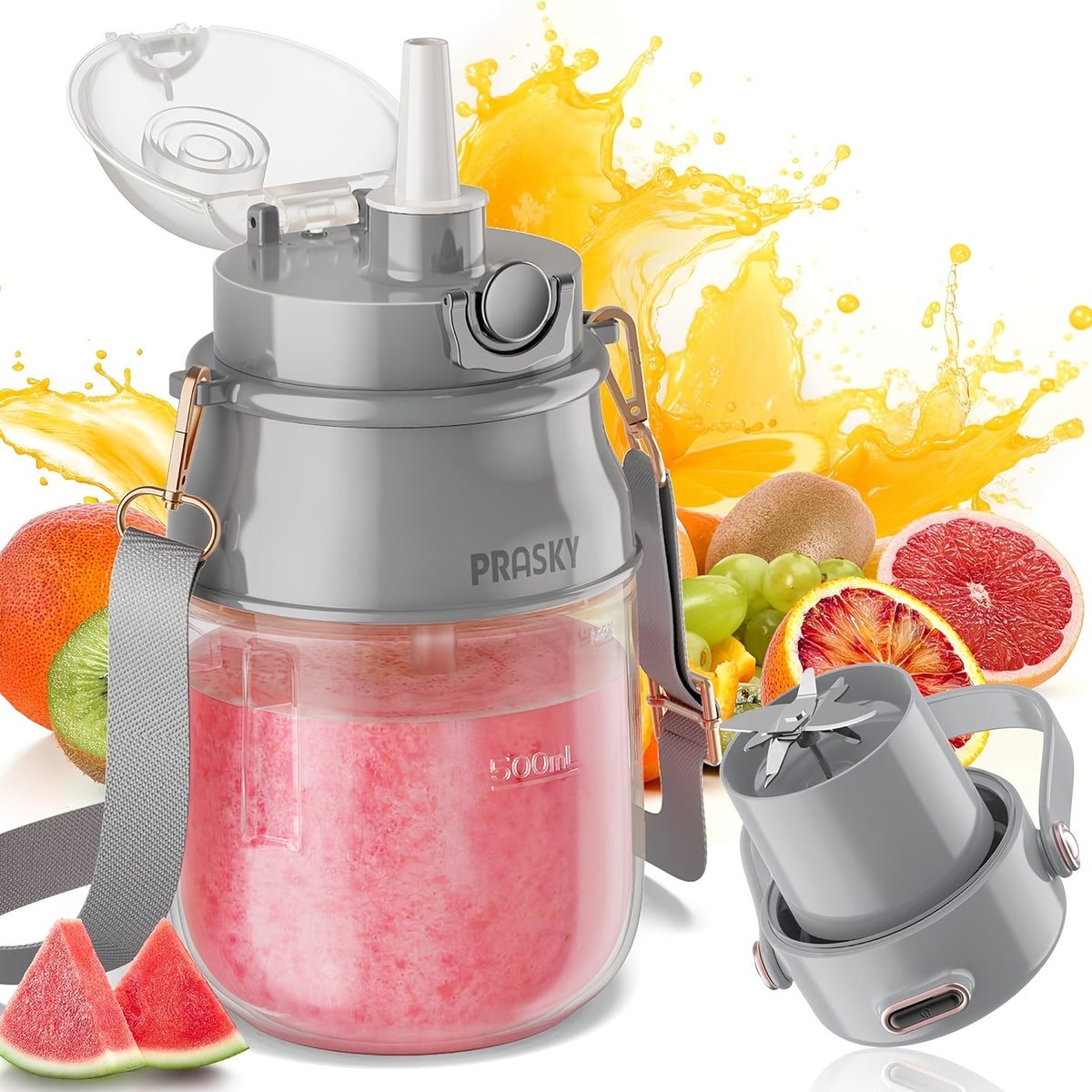 10-Blade Portable Blender 27oz, USB Rechargeable Personal Blender Cup for Smoothies, Shakes and Milkshakes, 800ml Travel Blender for Office, Gym, Picnics and Kitchen