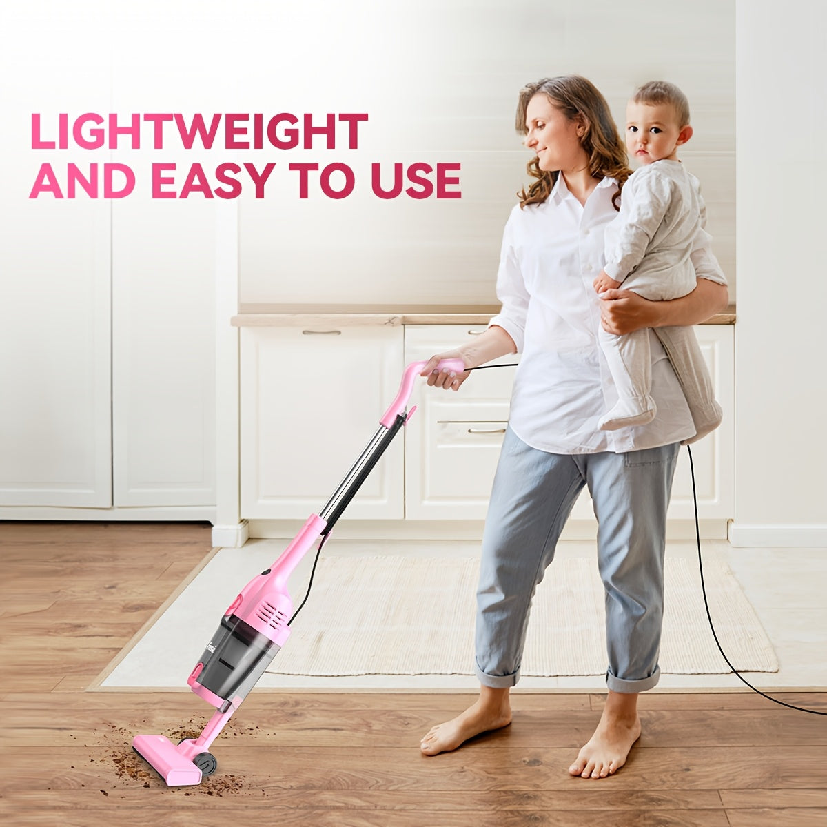600W Bagless Stick Vacuum INSE with Listed 20kPa Suction and 18-Foot Cord, Handheld Cleaning Format in Seven Colors for Compatible Floors and Pet Hair Cleanup