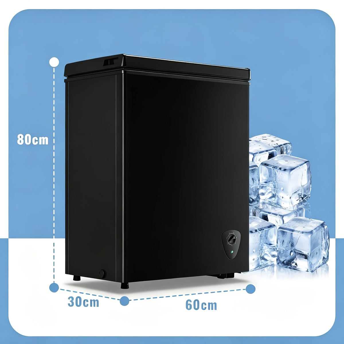 Small Deep Freezer 2.5/3.5/5.0 Cu Ft, Compact Chest Freezer with 7-Level Adjustable Temperature, Top Open Door and Removable Basket, Low Noise Freezer for Home Kitchen, Dorm and Apartment, Black